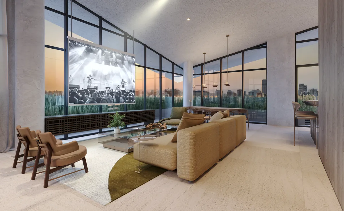 Perspectiva ilustrada da área gourmet