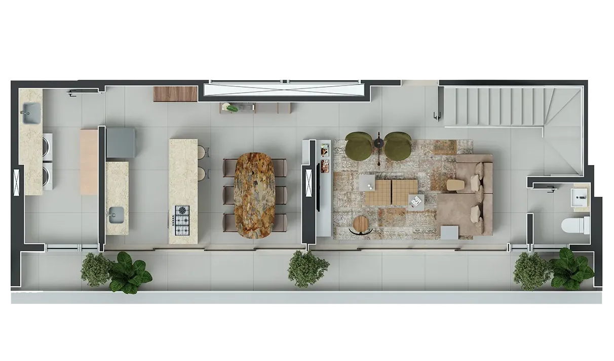 Apartamento Artse Meireles em Fortaleza - 165,31 m² - Duplex Coluna 02 - Pavimento superior